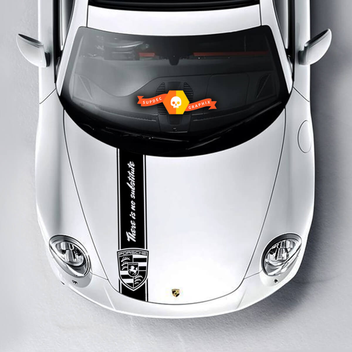 Porsche Logo Spider Hood Stripes Kit Decal Sticker