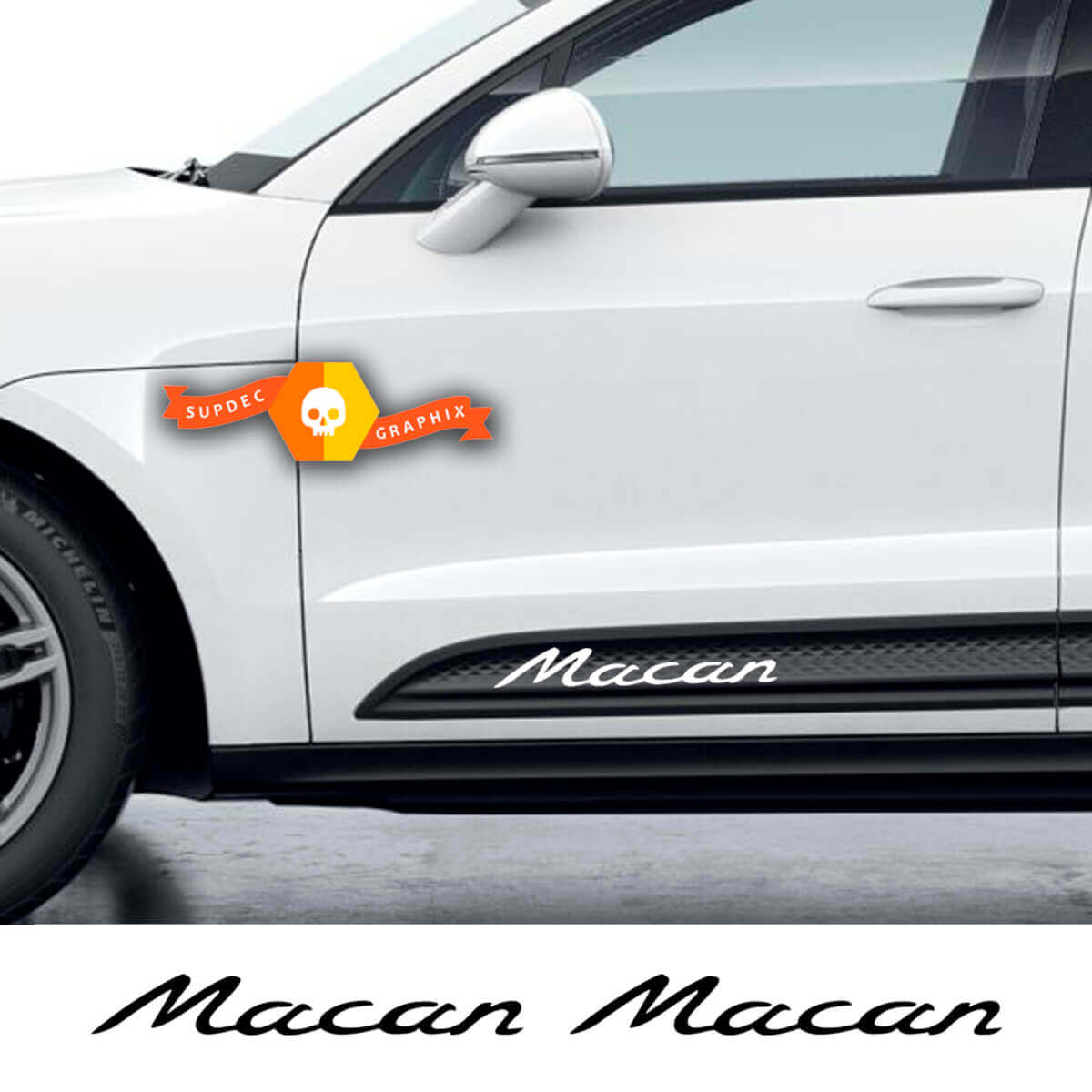 Pair Porsche Stickers Macan Porsche Doors Side Decal Sticker