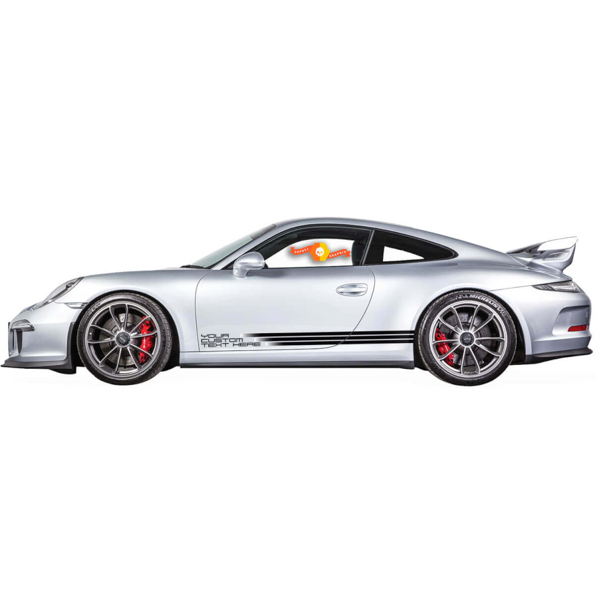Pair Porsche Stickers FADED Porsche Performance Custom Text Doors Side Decal Sticker