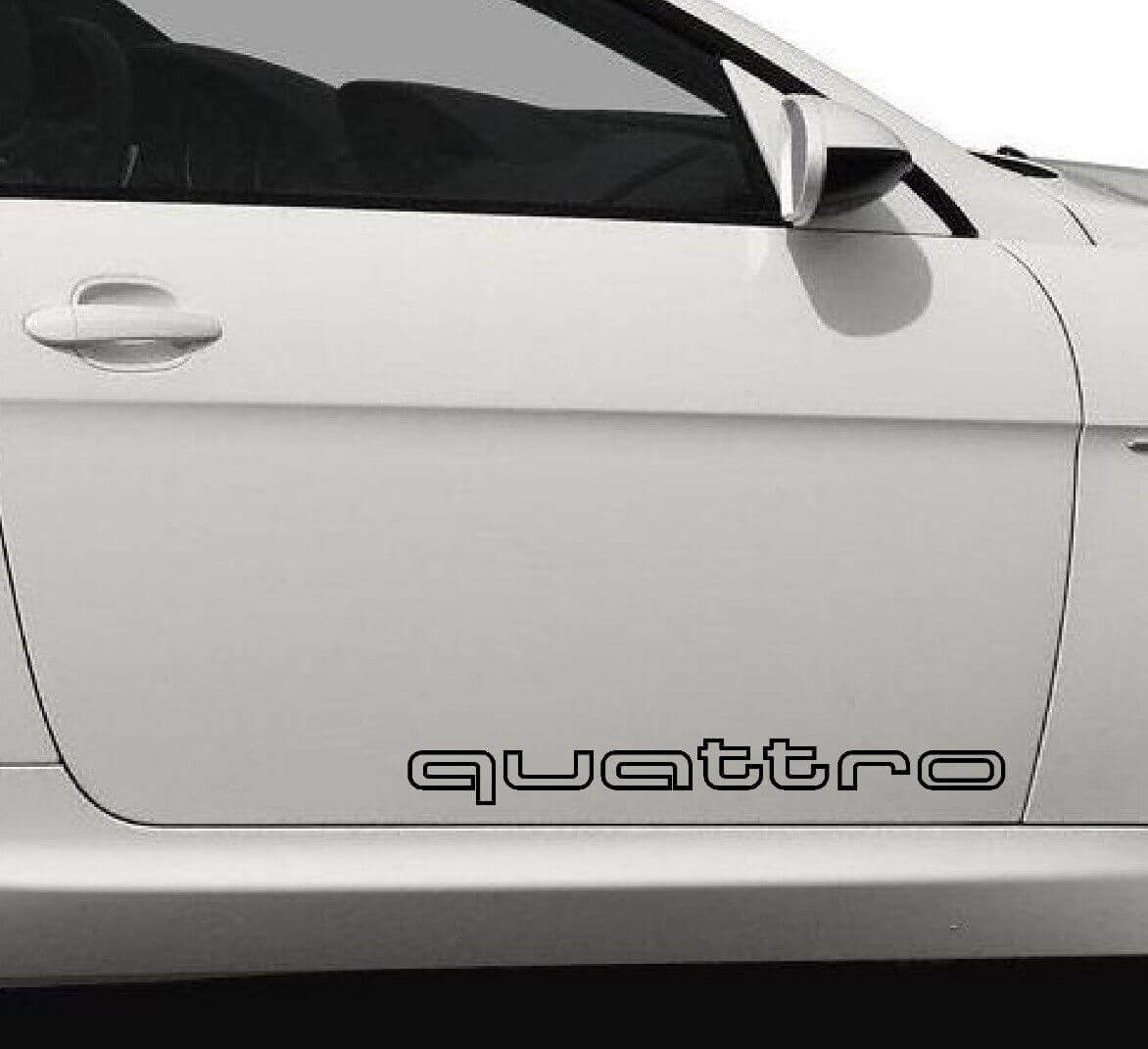 Quattro Outline Lettering Side Door Vinyl Decals Kit for Audi Cars