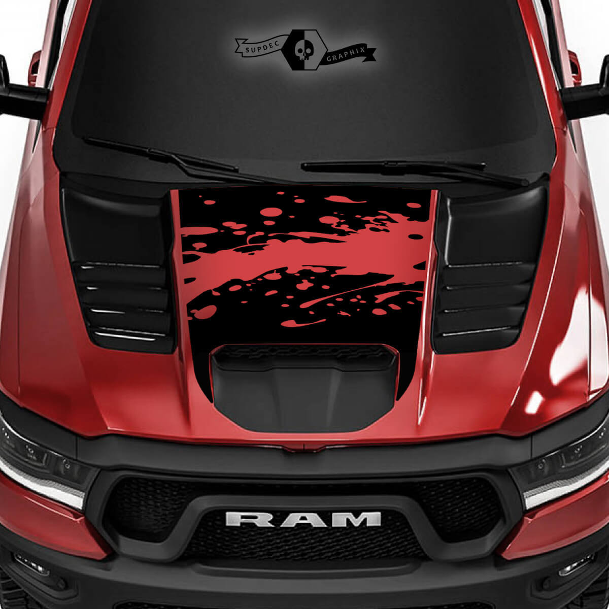Mud Splash Hood Vinyl Decal for Dodge Ram 1500 Rebel TRX