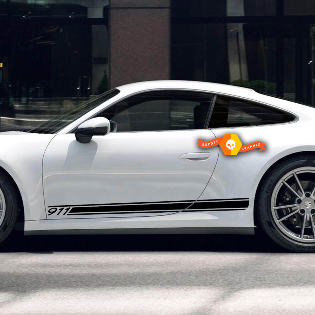 2 Porsche 911 Side Decal Rocker Panel Stripes Doors Kit Decal Sticker 