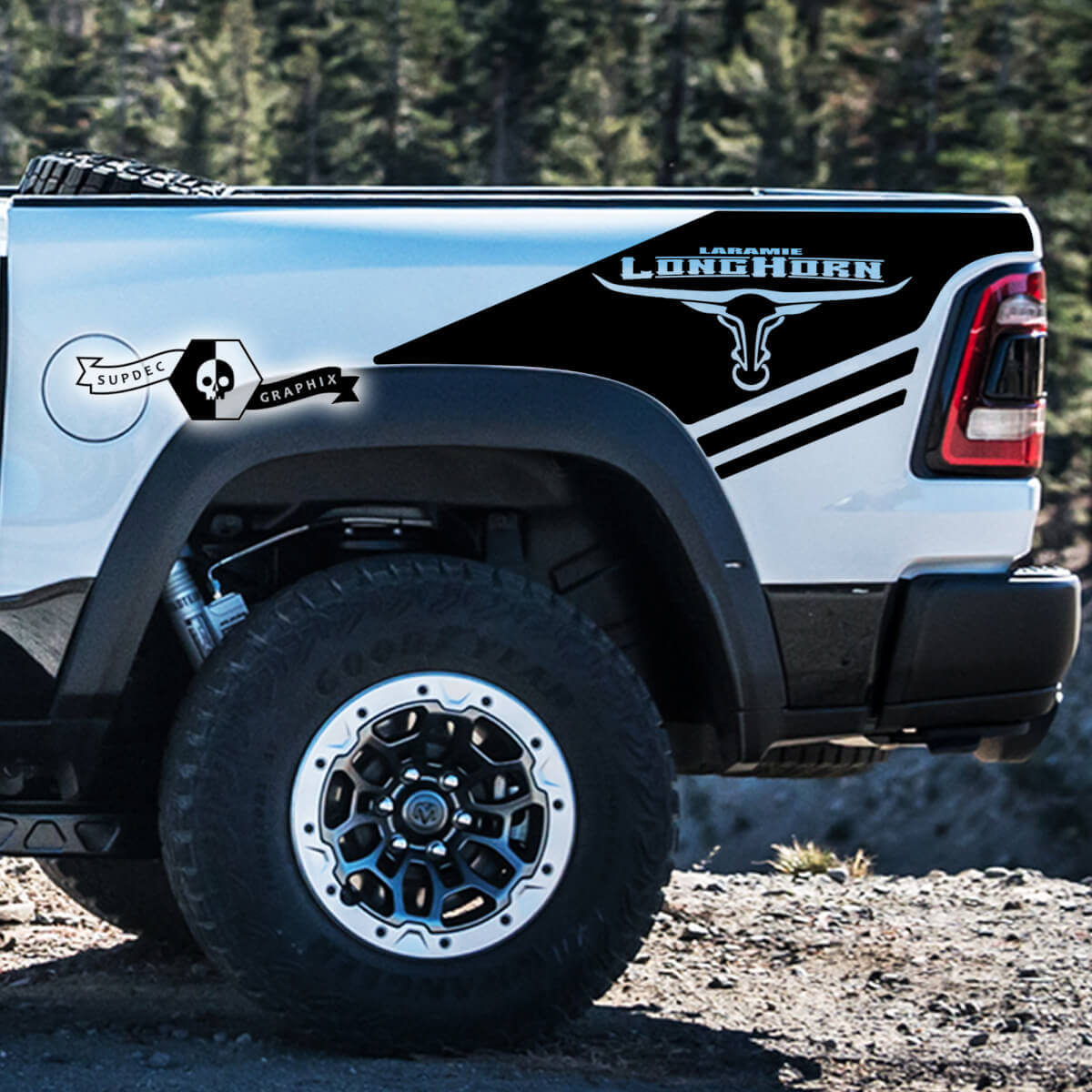 Longhorn Laramie Bedside Stripe Vinyl Decals for Ram 1500 TRX