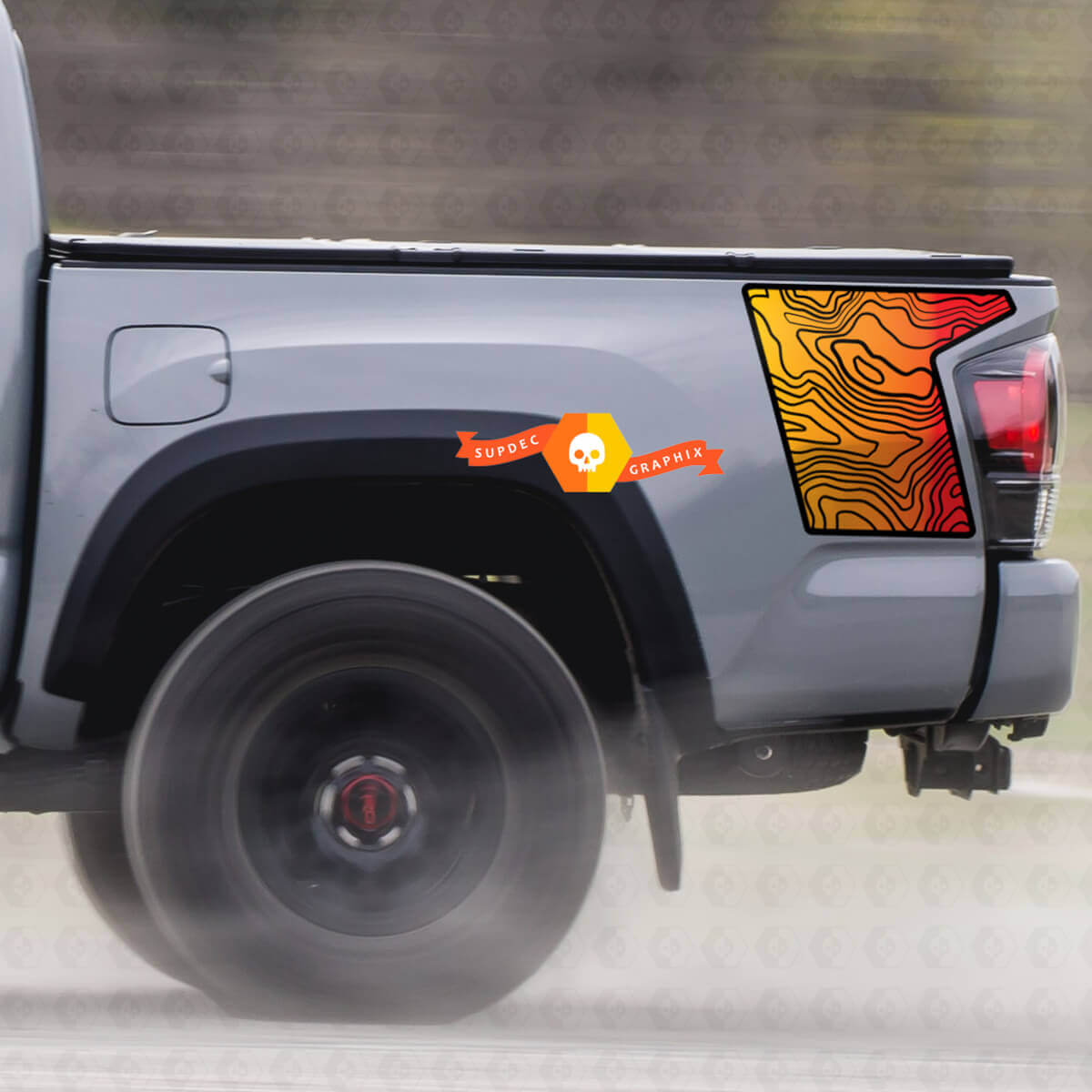 Pair Toyota TRD side bed Contour Map graphics decal sticker model