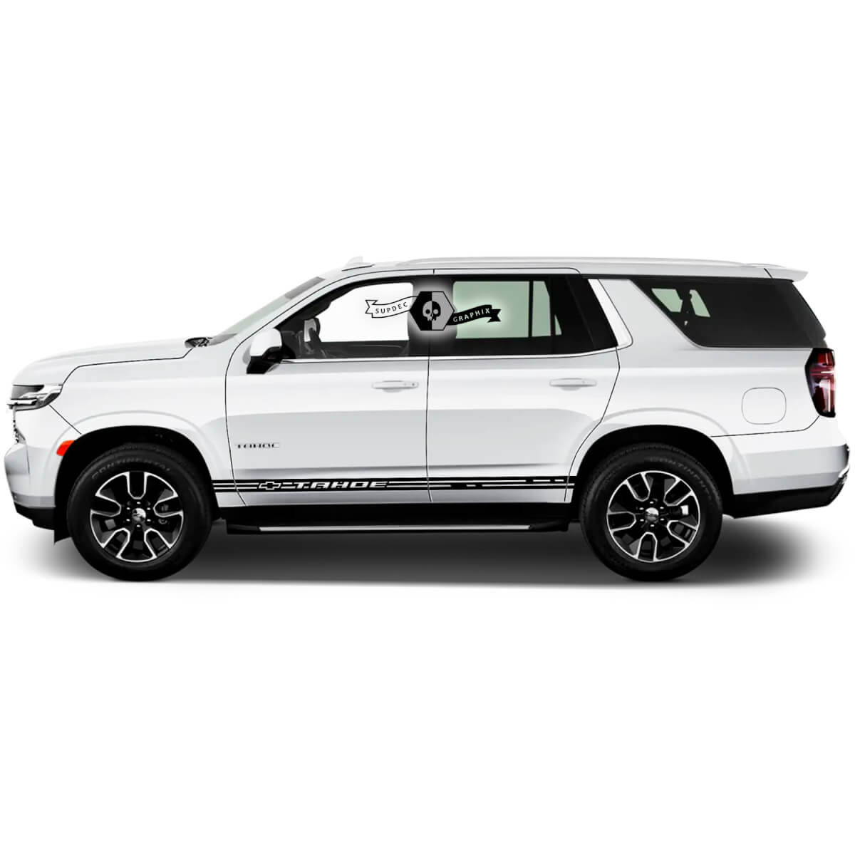 Pair 2020+ New Graphics Chevrolet Tahoe Rocker Panel Stripe Logo Car Racing Vinyl Decal Sticker