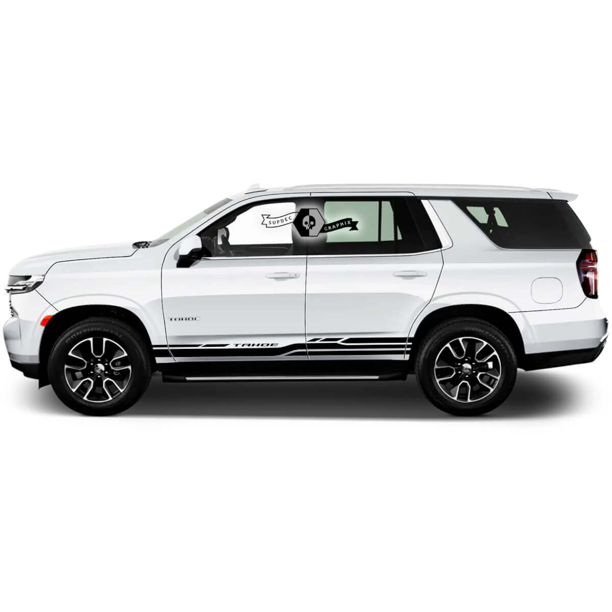 Pair 2020+ New Graphics Chevrolet Tahoe Rocker Panel Stripe Logo Modern Car Racing Vinyl Decal Sticker