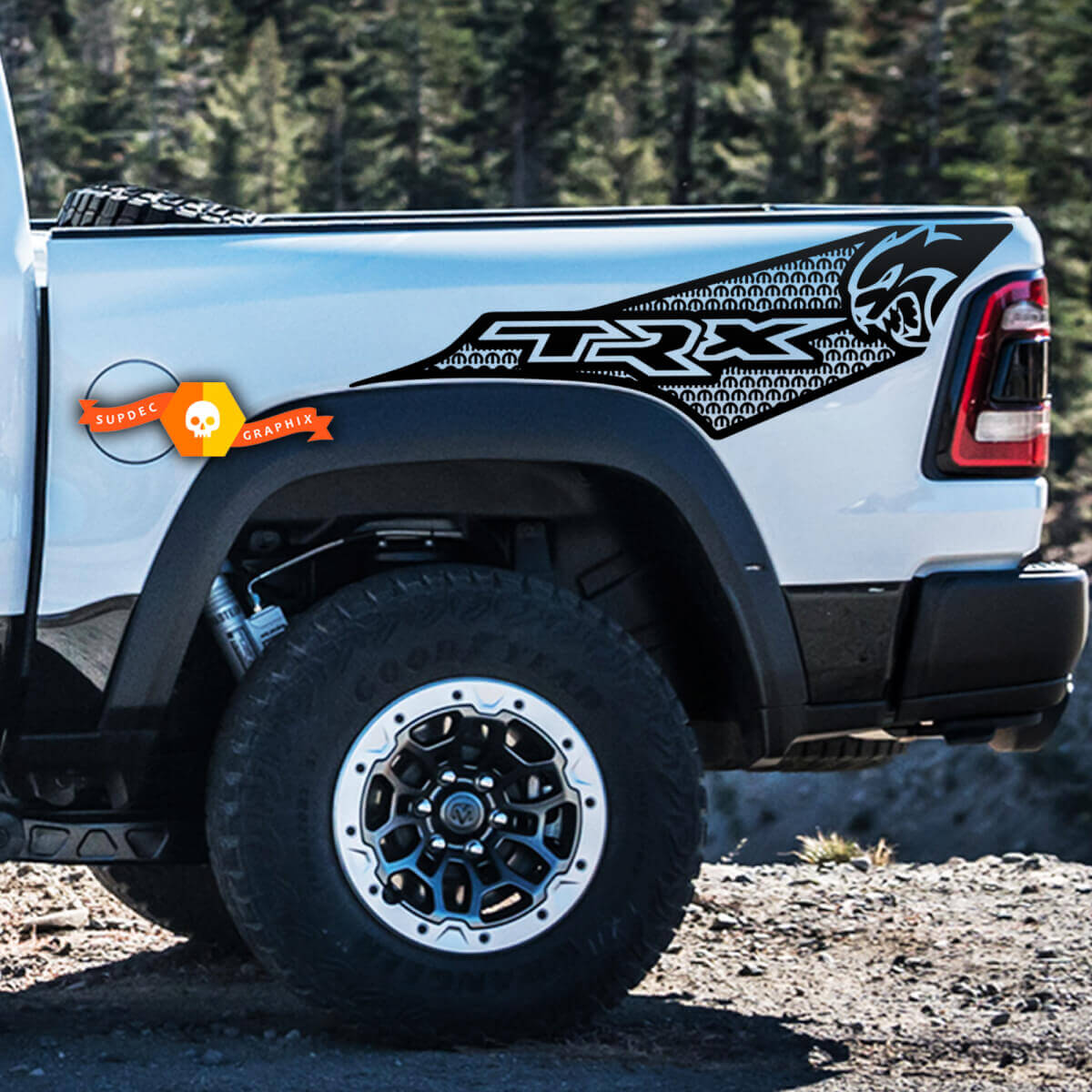 TRX Hellcat Rear Side Vinyl Decals Kit for Dodge Ram TRX 2021+