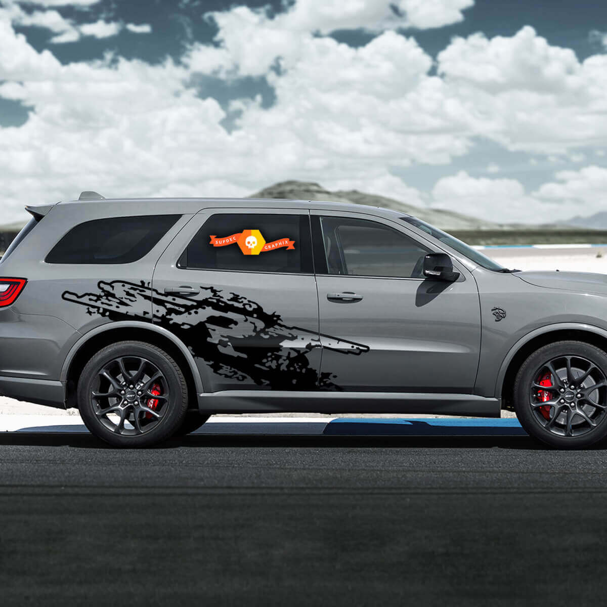 Destroyed Splash Stripe Pair Side Rear Fender Vinyl Decal Sticker for Dodge Durango SRT