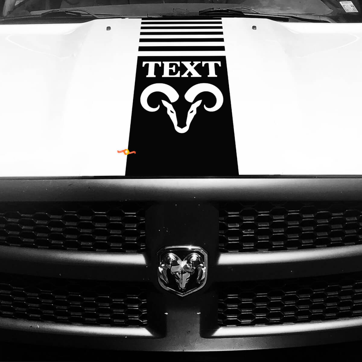 Custom Text Hemi Style Hood Vinyl Decal Sticker for Dodge Ram 1500