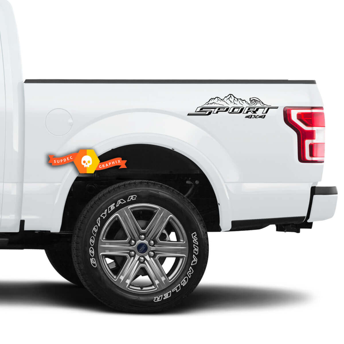 Sport 4X4 Mountain Wave Vinyl Decal Stickers Pair for Ford F-150 Super Duty