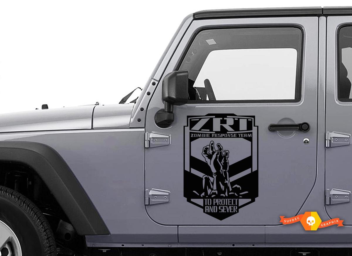 2 Jeep Rubicon Zombie Response Team ZRT door Wrangler Decal Stic