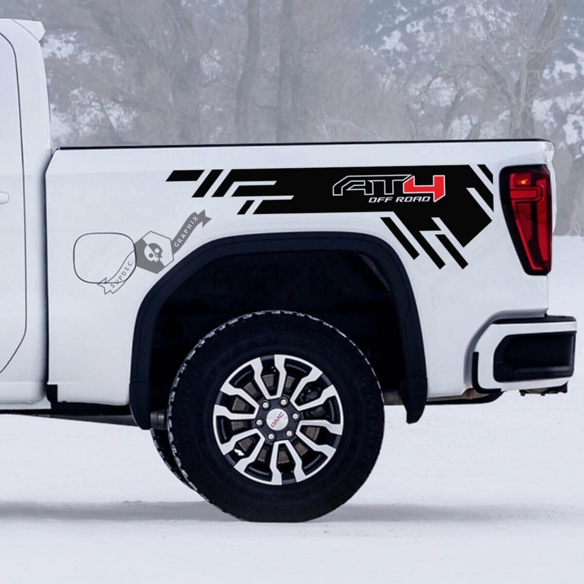 2 GMC GM Sierra 1500 AT4  Side Bed off-road 4x4 Decals Stickers  2 colors