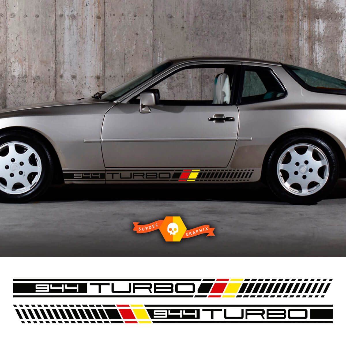 944 Turbo German Style Side Stripes Vinyl Decal Kit for Porsche 944