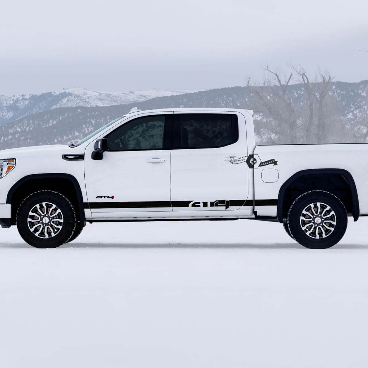 AT4 Rocker Panel Stripes Vinyl Decals Kit for GMC Sierra 1500