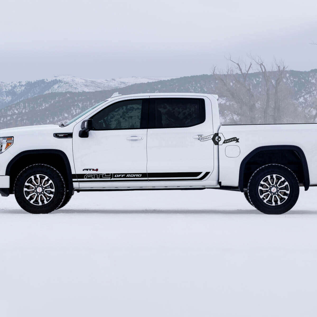 AT4 Off Road Rocker Panel Stripes Vinyl Decals Kit for GMC Sierra 1500 AT4 