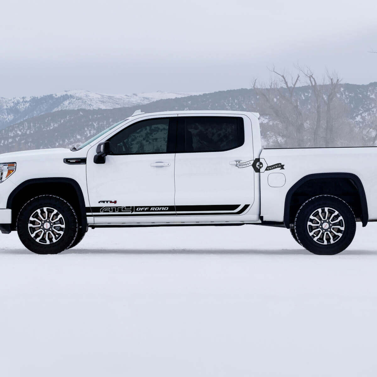 AT4 Off Road Style Rocker Panel Vinyl Decal Pair for GMC Sierra 1500