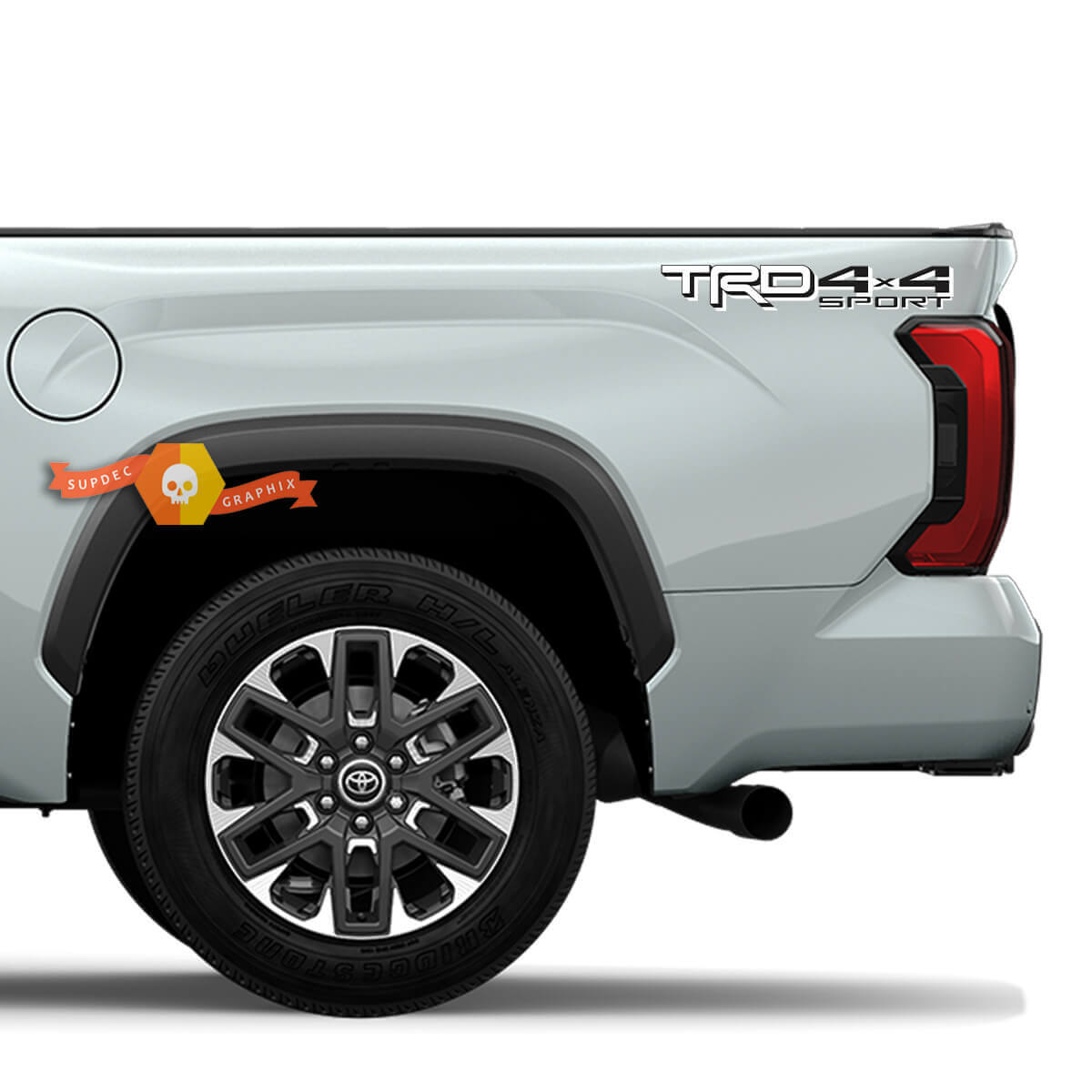 Pair Toyota Tundra 2023 TRD Truck 4x4 Sport Toyota Racing Decal Vinyl Sticker White and Grey