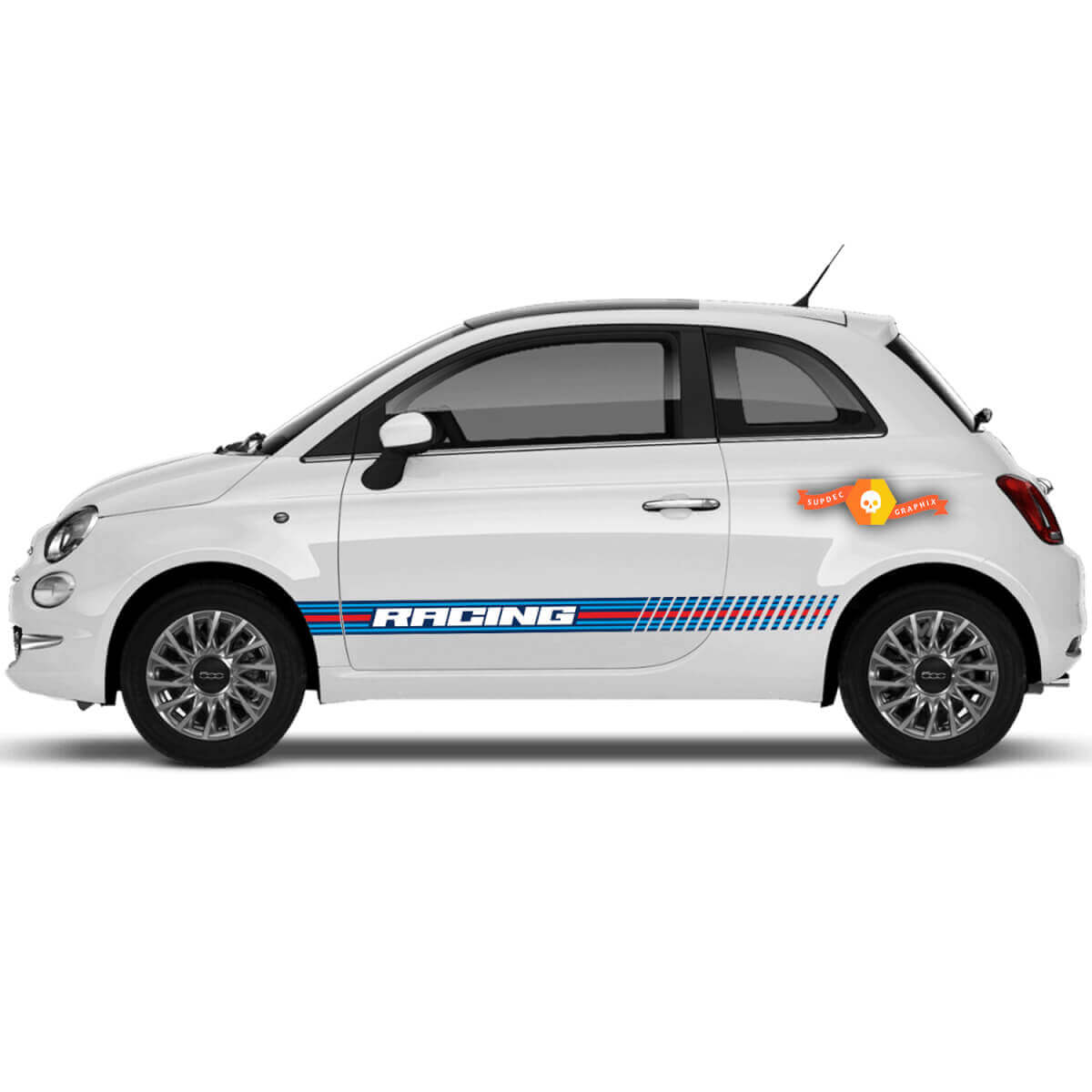 Sport Martini Racing Doors Side Decal Sticker Stripes Wheels for Fiat 500 Abarth