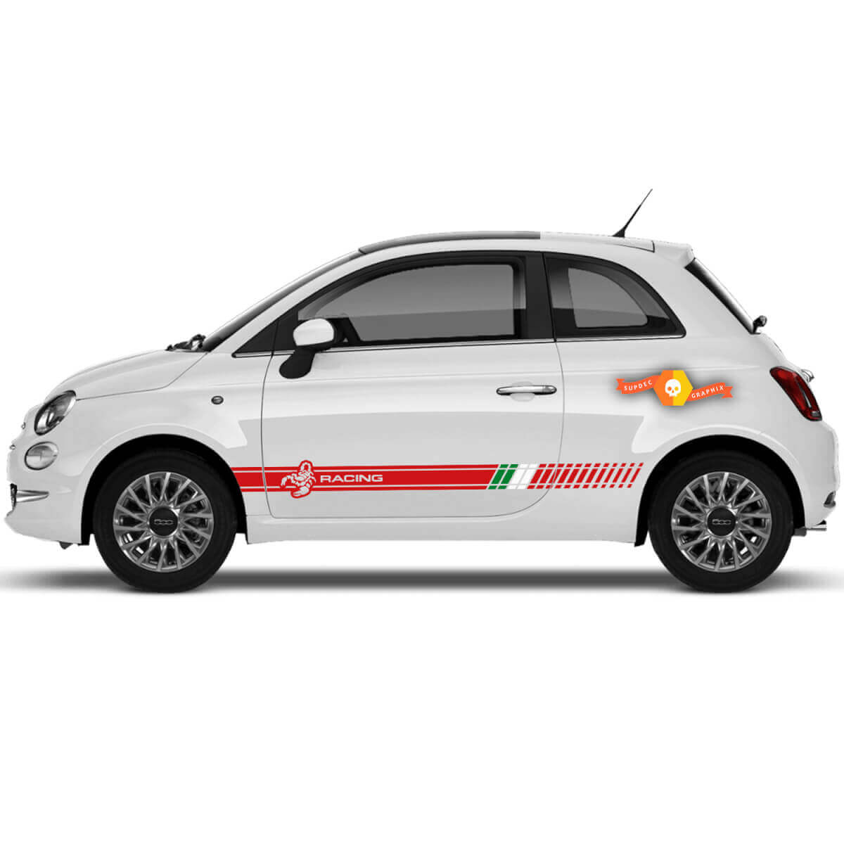 Sport Racing Doors Side Decal Sticker Stripes for Fiat 500 Abarth