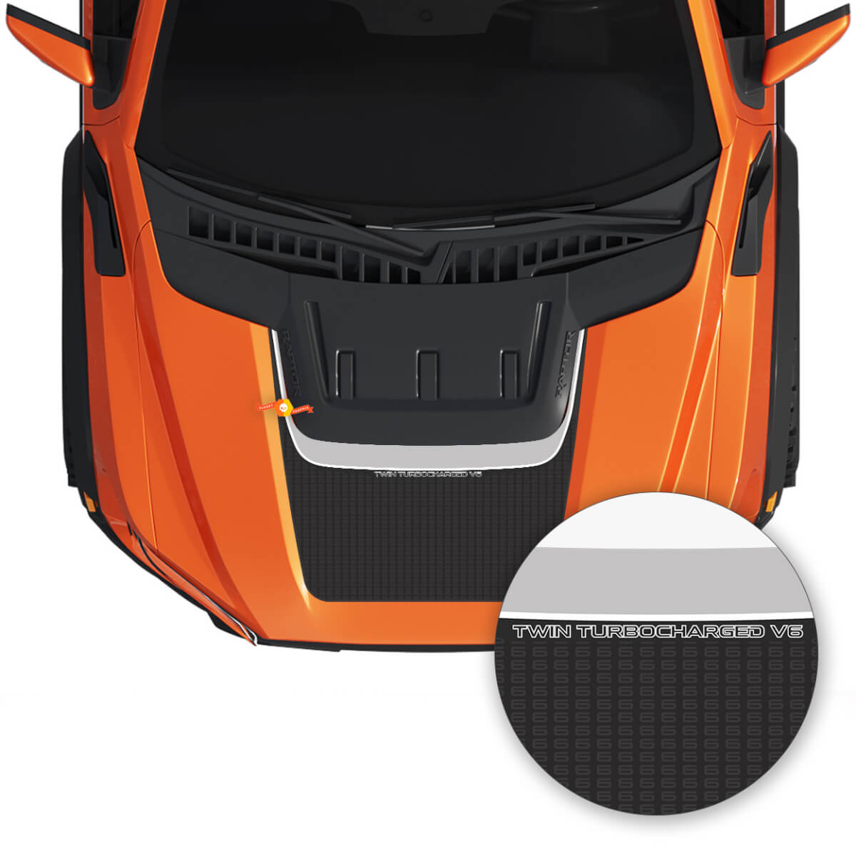 Twin Turbocharged V6 Hood Vinyl Decal for Musclecar truck SVT 2022-2023