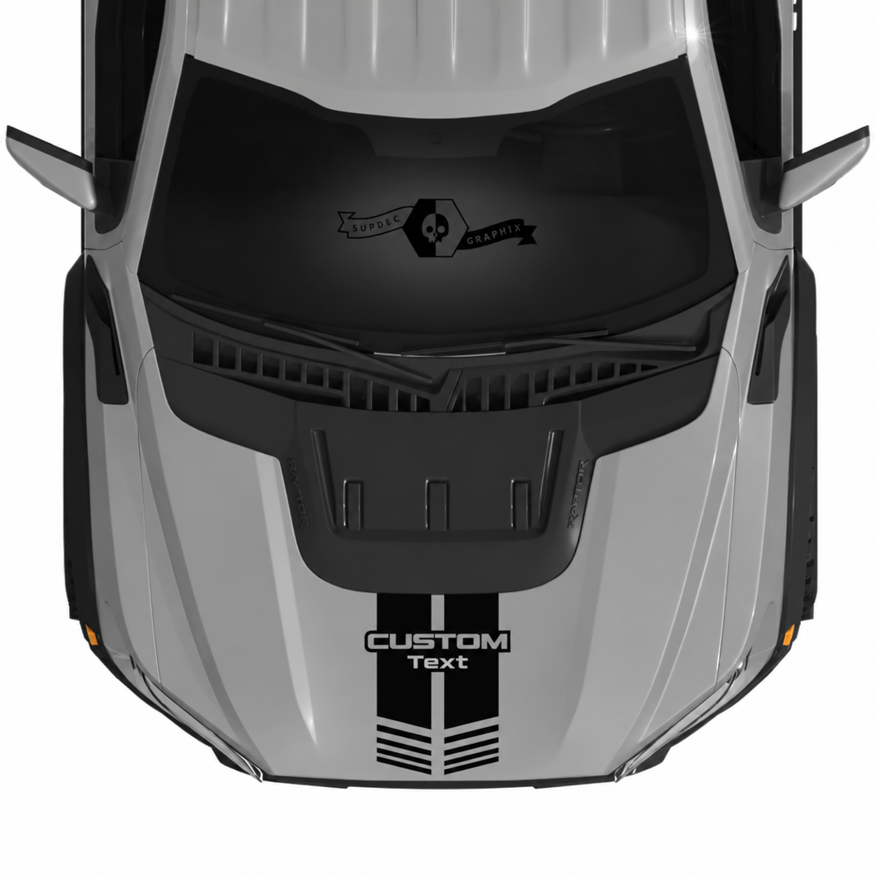 CUSTOM Text Dual Hood Stripe Kit Hood Vinyl Decal Sticker for Ford F-150 2022-2023