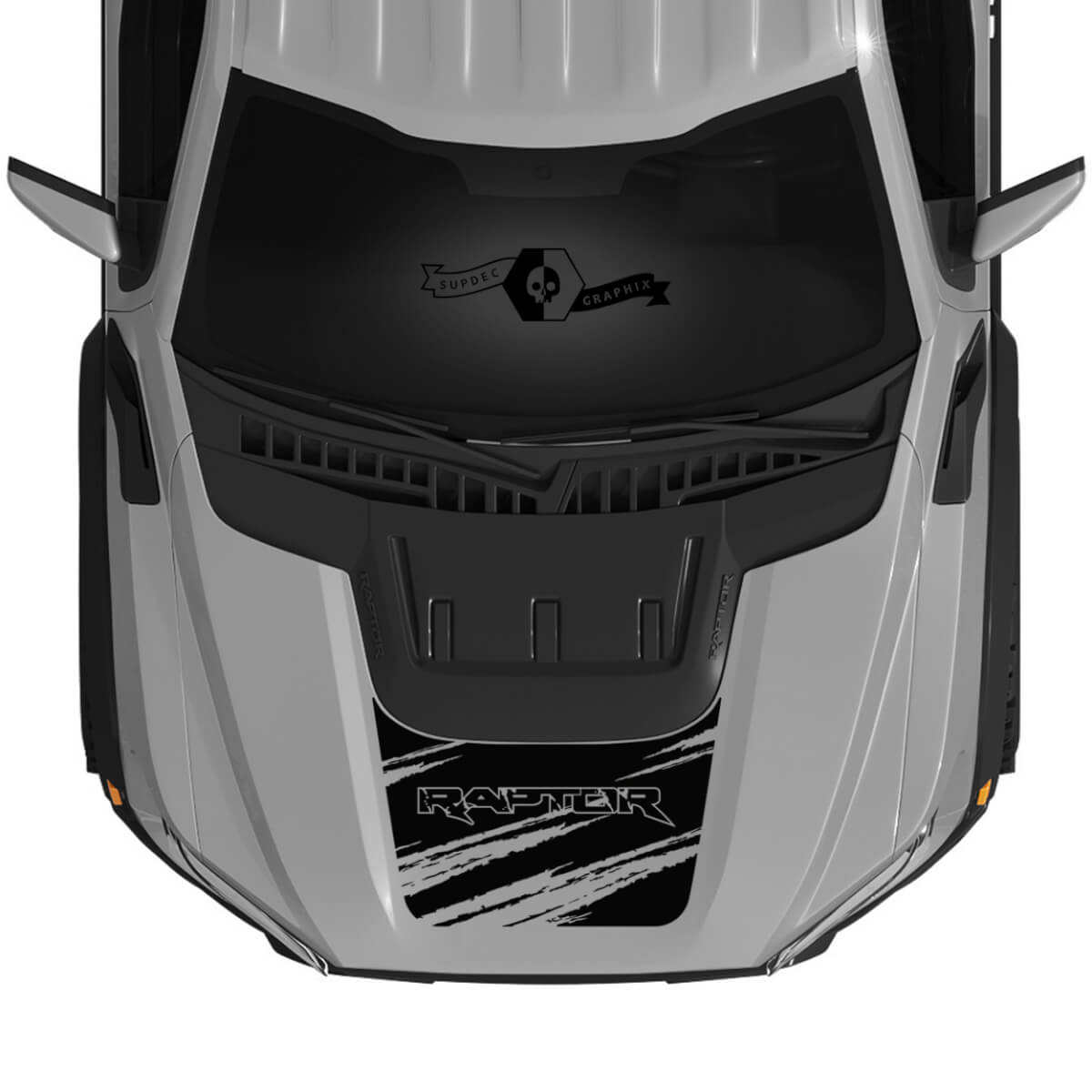New Ford Raptor 2023 Scoop Destroyed F150 SVT Hood Vinyl Decal Graphics Vinyl Stickers kit stripe 2022+