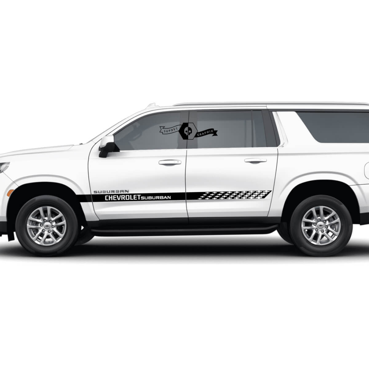 Pair Chevrolet Suburban Side Rocker Panel Doors Stripe Line Vinyl Decal Sticker