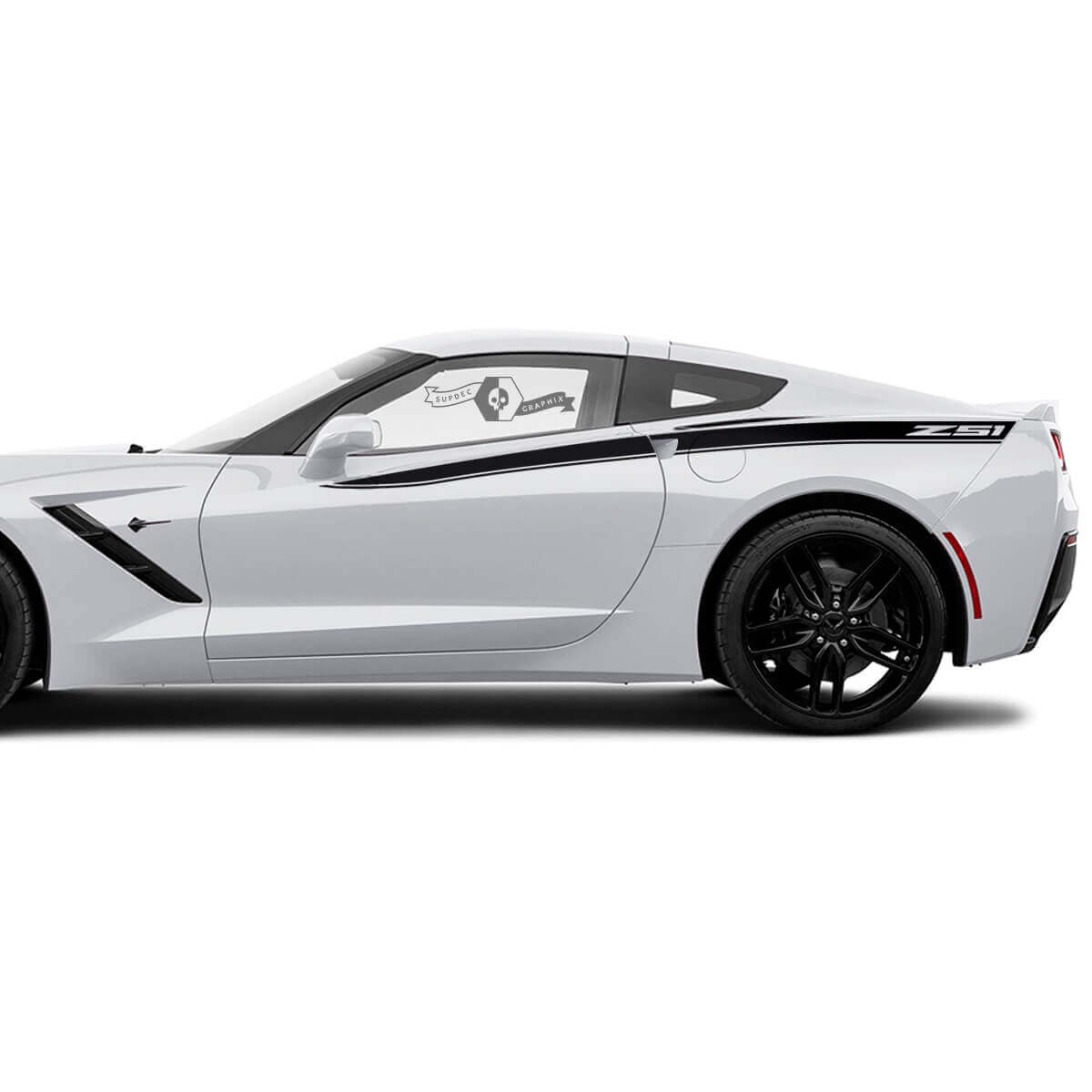 2x Chevrolet Corvette Side Doors Up Bed Up Accent Line Logo Z51 Trim Stripe Vinyl Decal Sticker