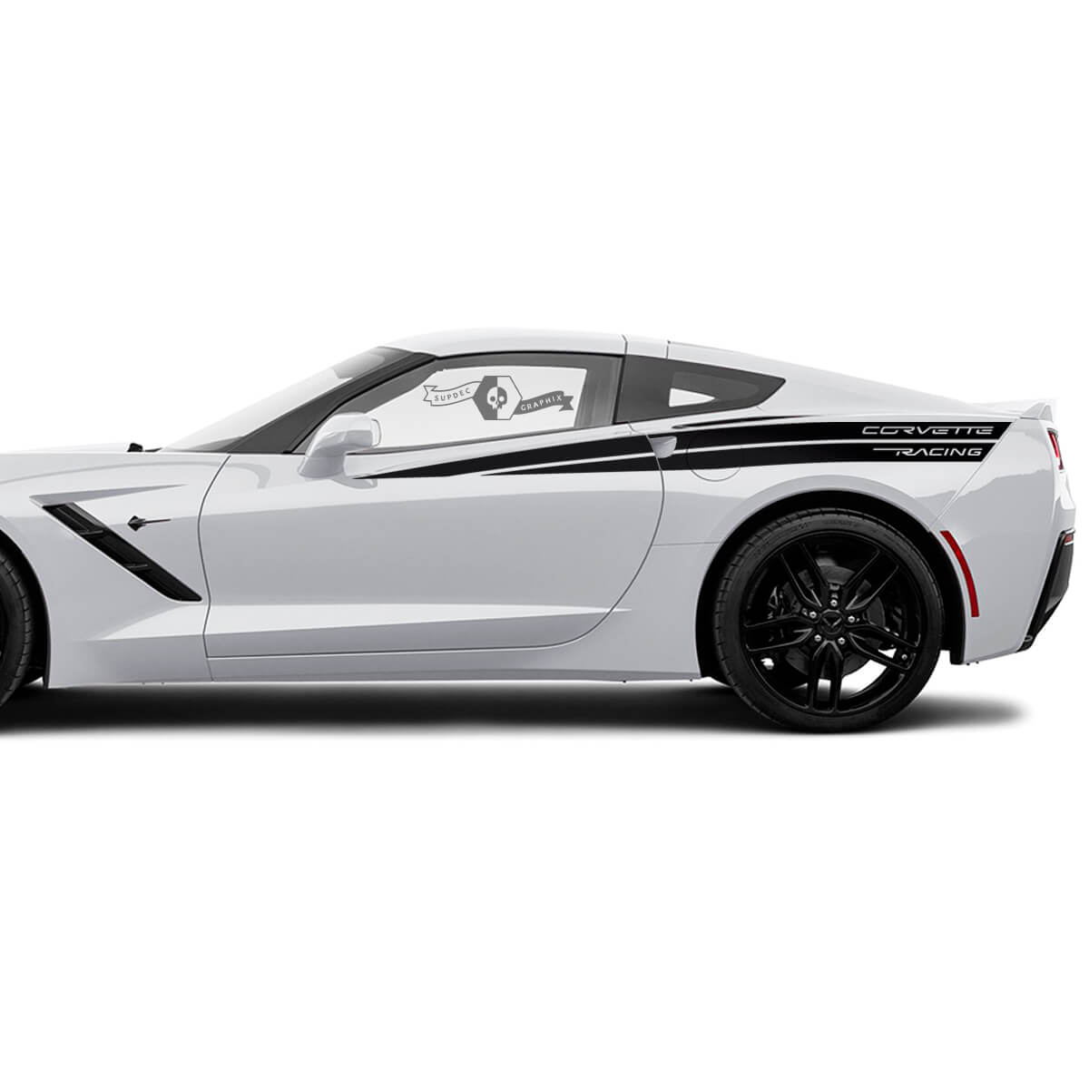 2x Chevrolet Corvette Side Doors Up Bed Up Accent Racing Stripe Vinyl Decal Sticker