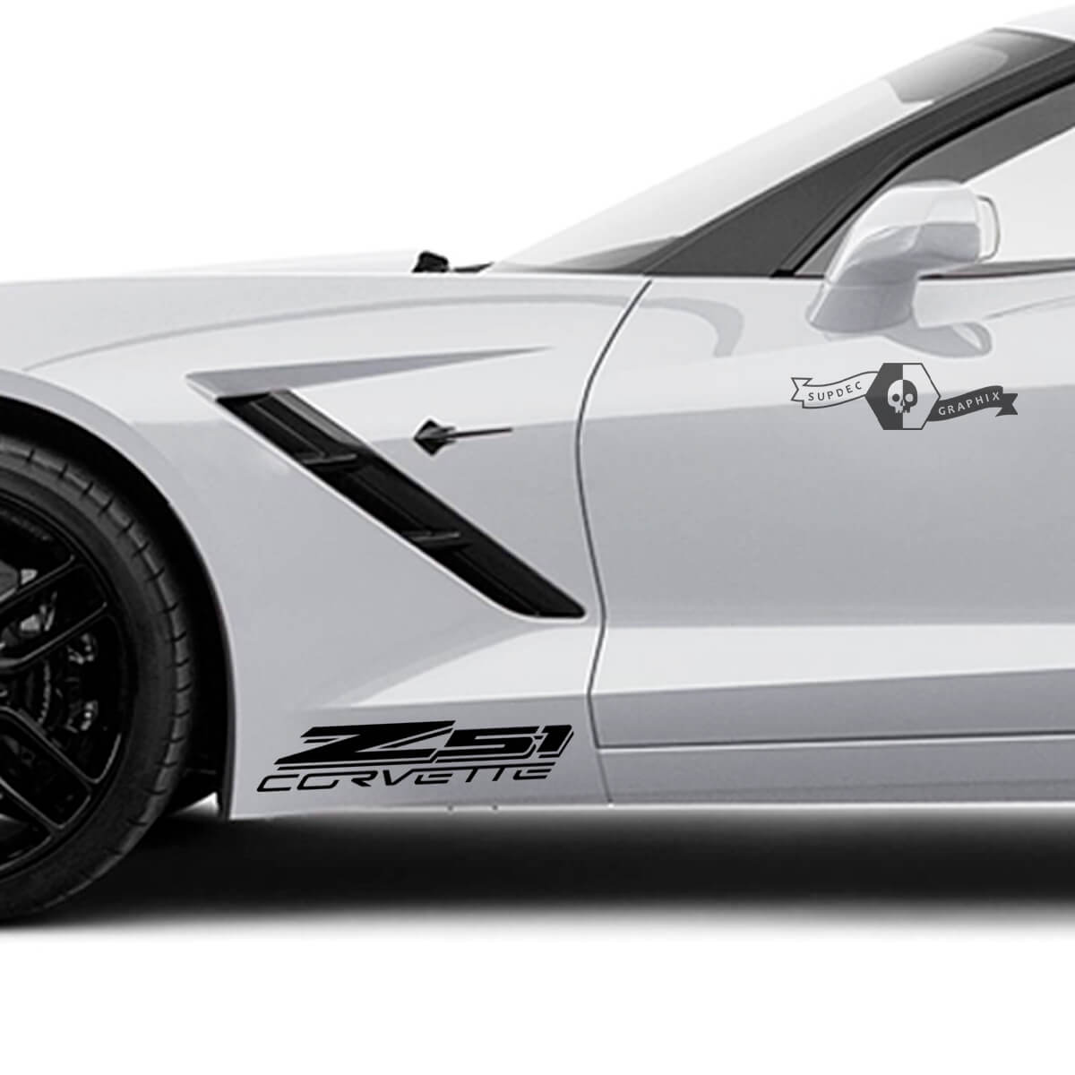 2x Chevrolet Corvette Side Doors Shadow Z51 Logo  Vinyl Decal Sticker