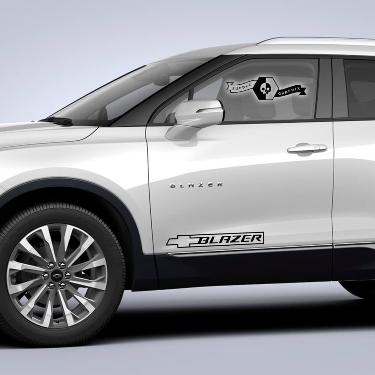 2x Chevrolet Blazer 2023 Side Doors Shadow Trim Vinyl Decal Sticker