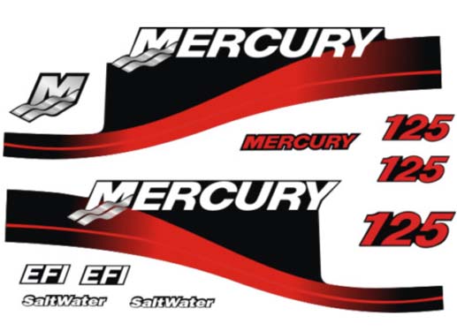 Mercury 225 Four 4 Stroke Decal Kit Outboard Engine Graphic Motor Merc RED 