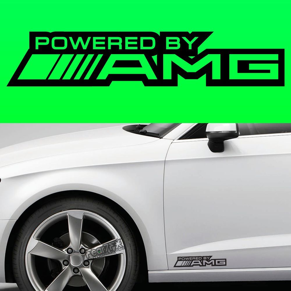 Powered By Amg Merc Car Body Skirt Vinyl Sticker Decal