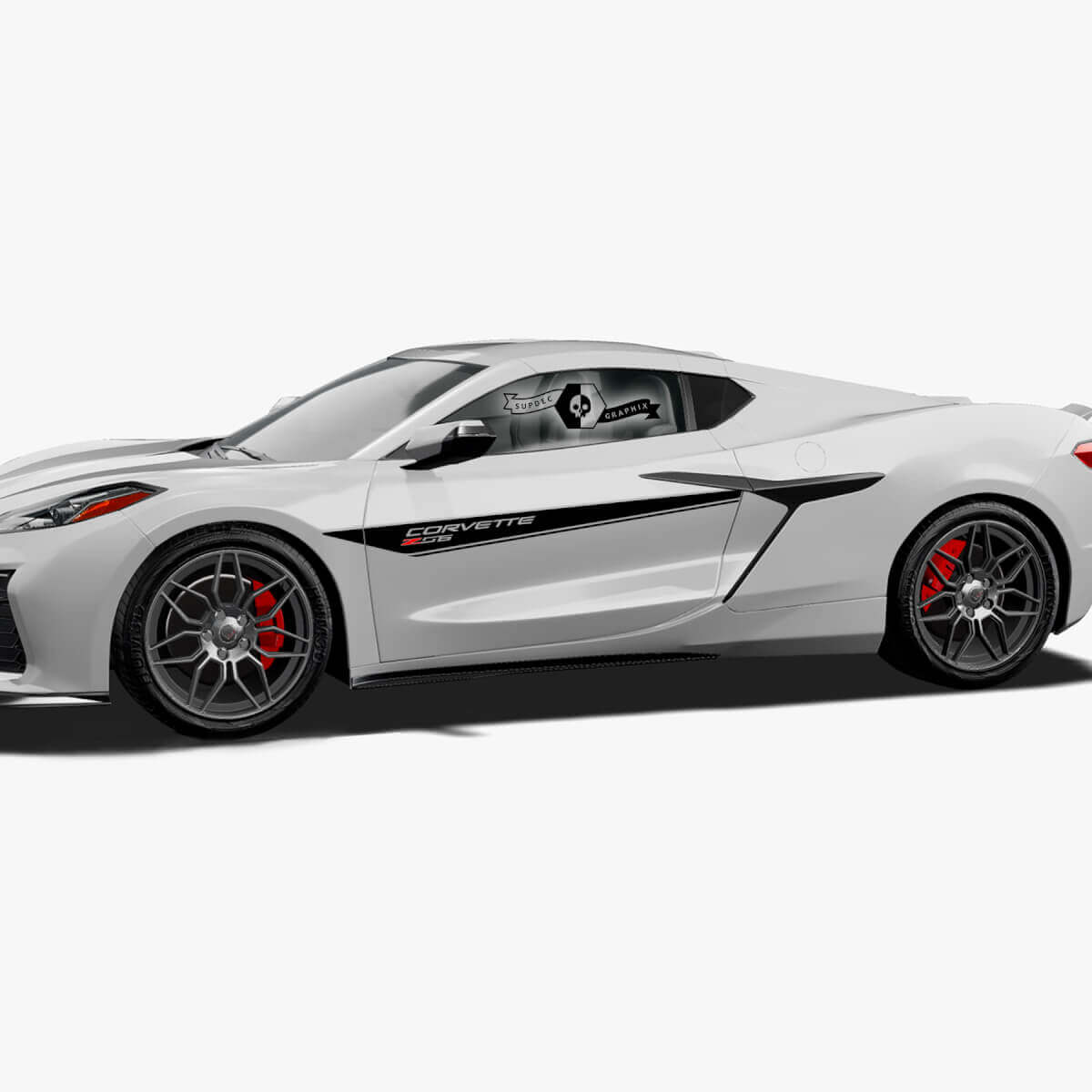 2x Chevrolet Corvette Z06 Side Doors Stripes 2 Colors Trim Vinyl Decal Sticker