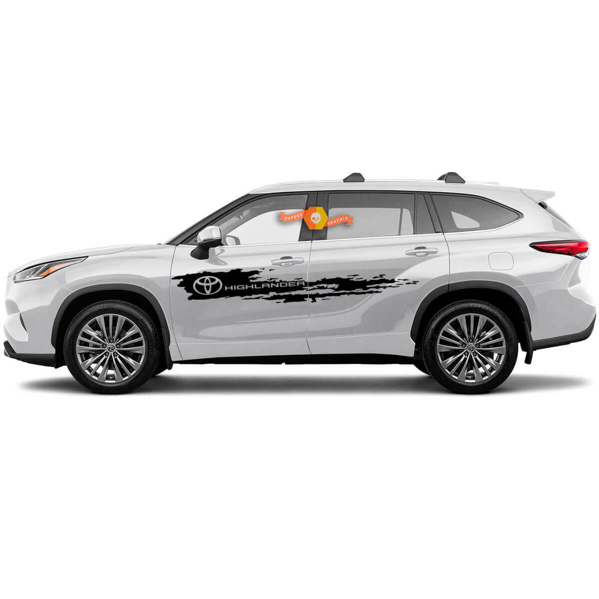 Pair Toyota 2020 Highlander Doors Wrap Destroyed Decal Graphic Sticker Side Stripe Kit