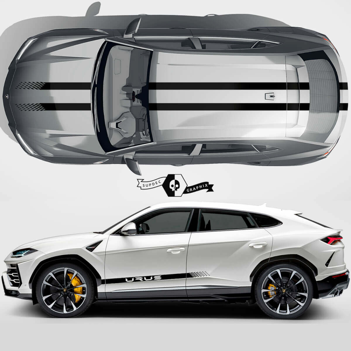 Pair Lamborghini Urus 2021 2022 2023 Side Doors Hood Roof Lines Checkered Stripes Vinyl Decal Sticker Graphics 1