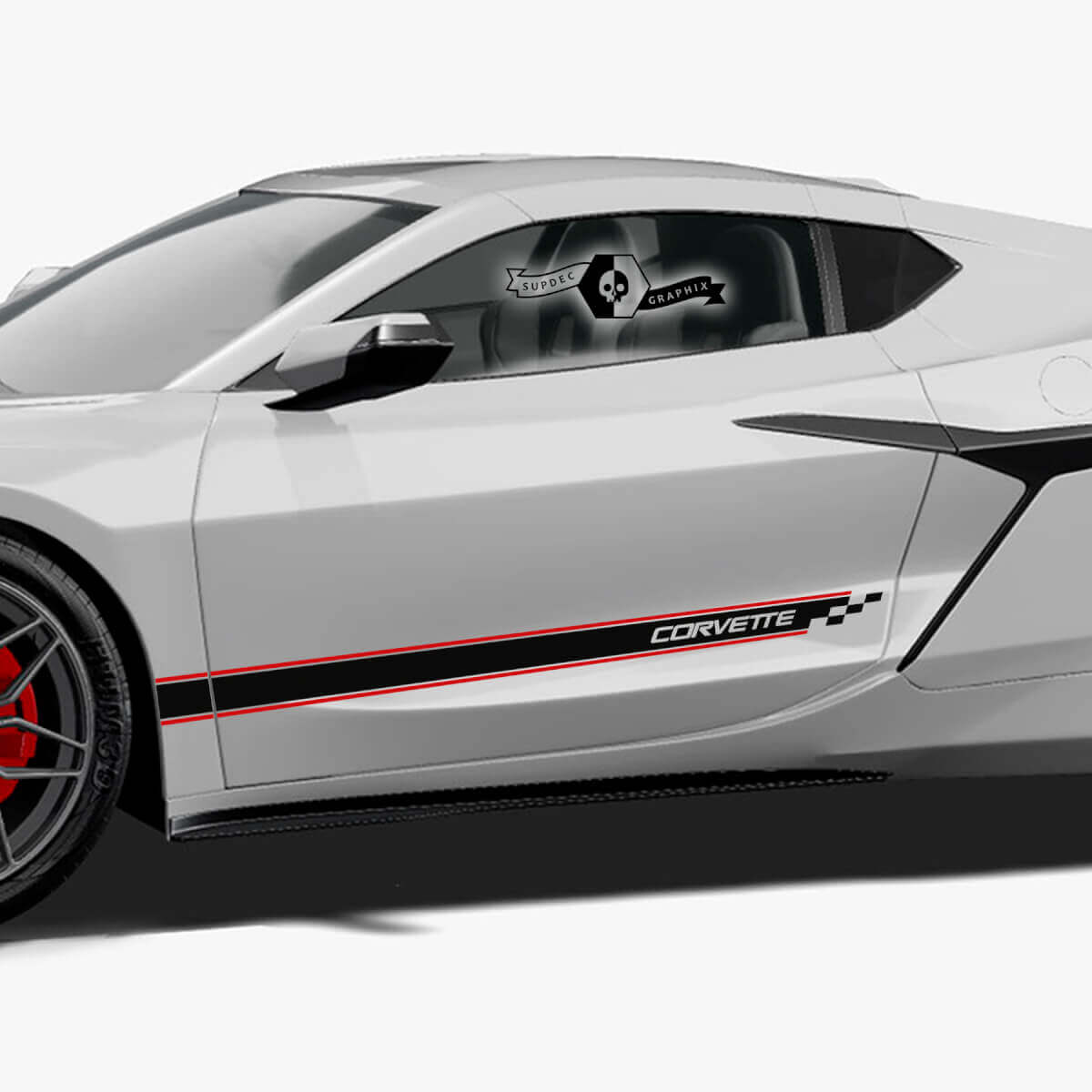 Checkered Side Stripe Vinyl Decals Kit for Chevrolet Corvette