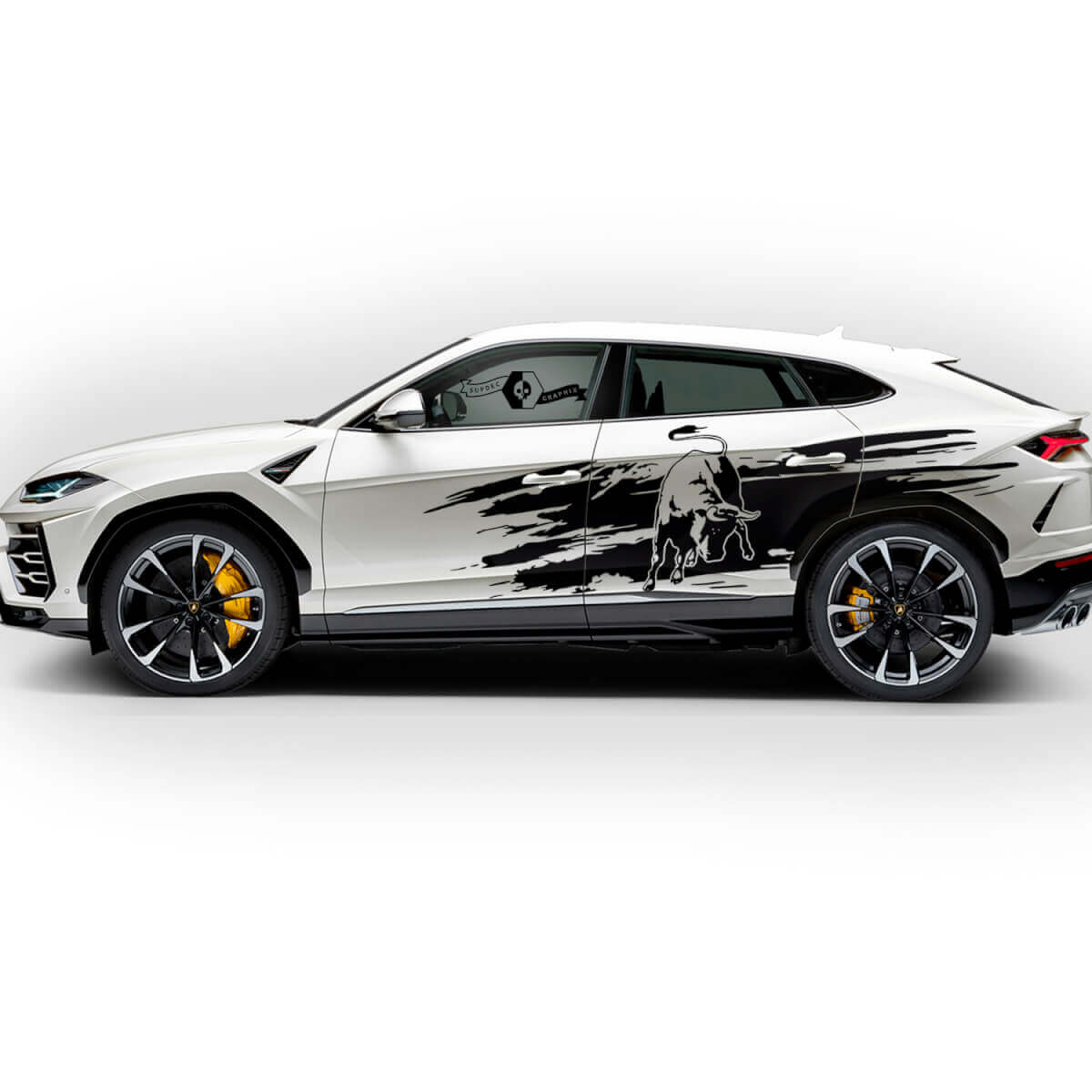 Pair Lamborghini Urus 2021 2022 2023 Side Doors Wrap Destroyed Logo Splash Vinyl Decal Sticker Graphics