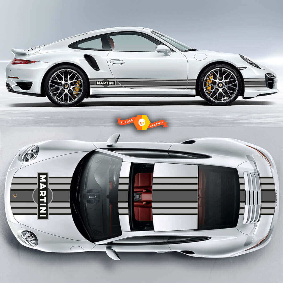 Martini Style Full Kit Racing Stripes Vinyl Decal for Porsche