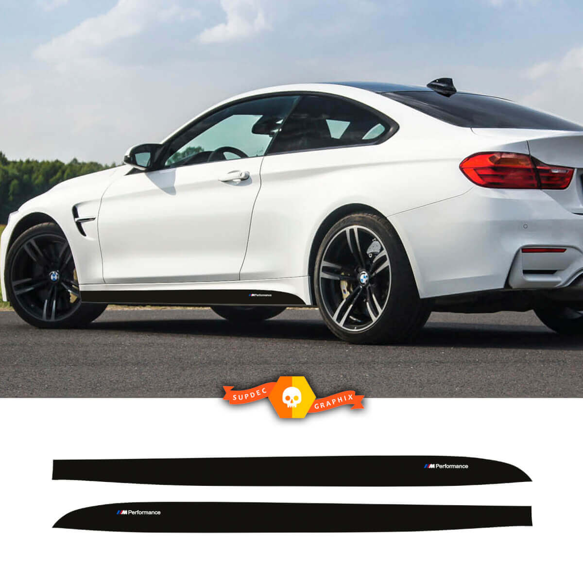 BMW M3 Power 2x Side Rocker Panel Stripes Vinyl Decals Sticker BMW