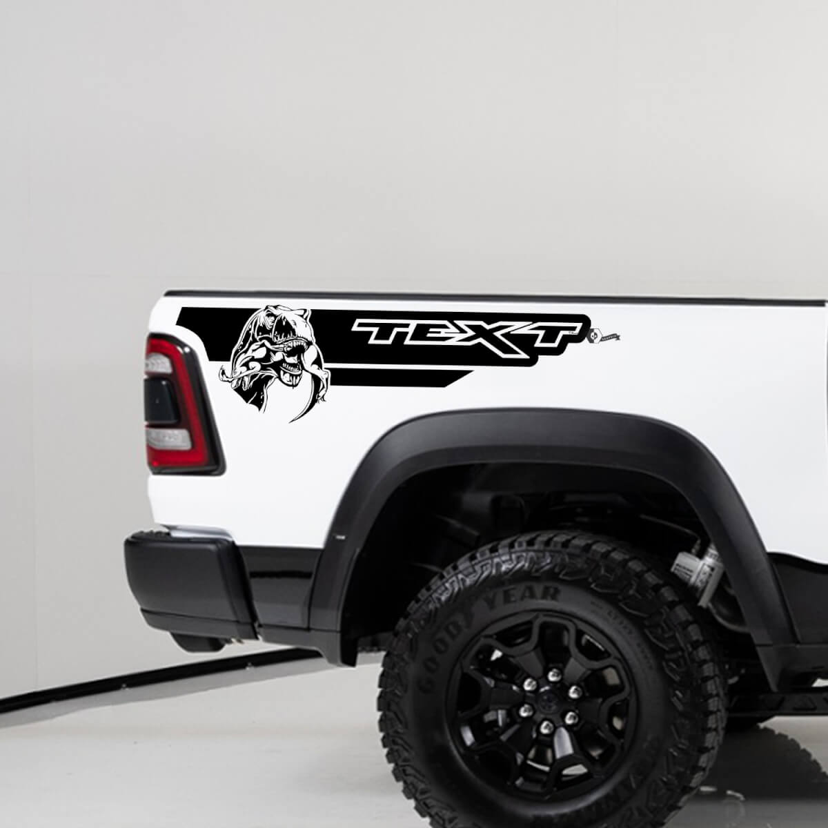 TRX Style Custom Text Rear Side Stripes Vinyl Decals for Dodge Ram 1500