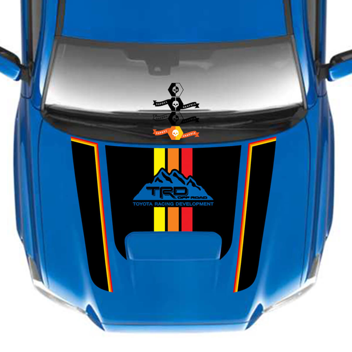 TRD Mountains Vintage Stripes Hood Vinyl Decal Sticker for Toyota Tacoma 2016-2023