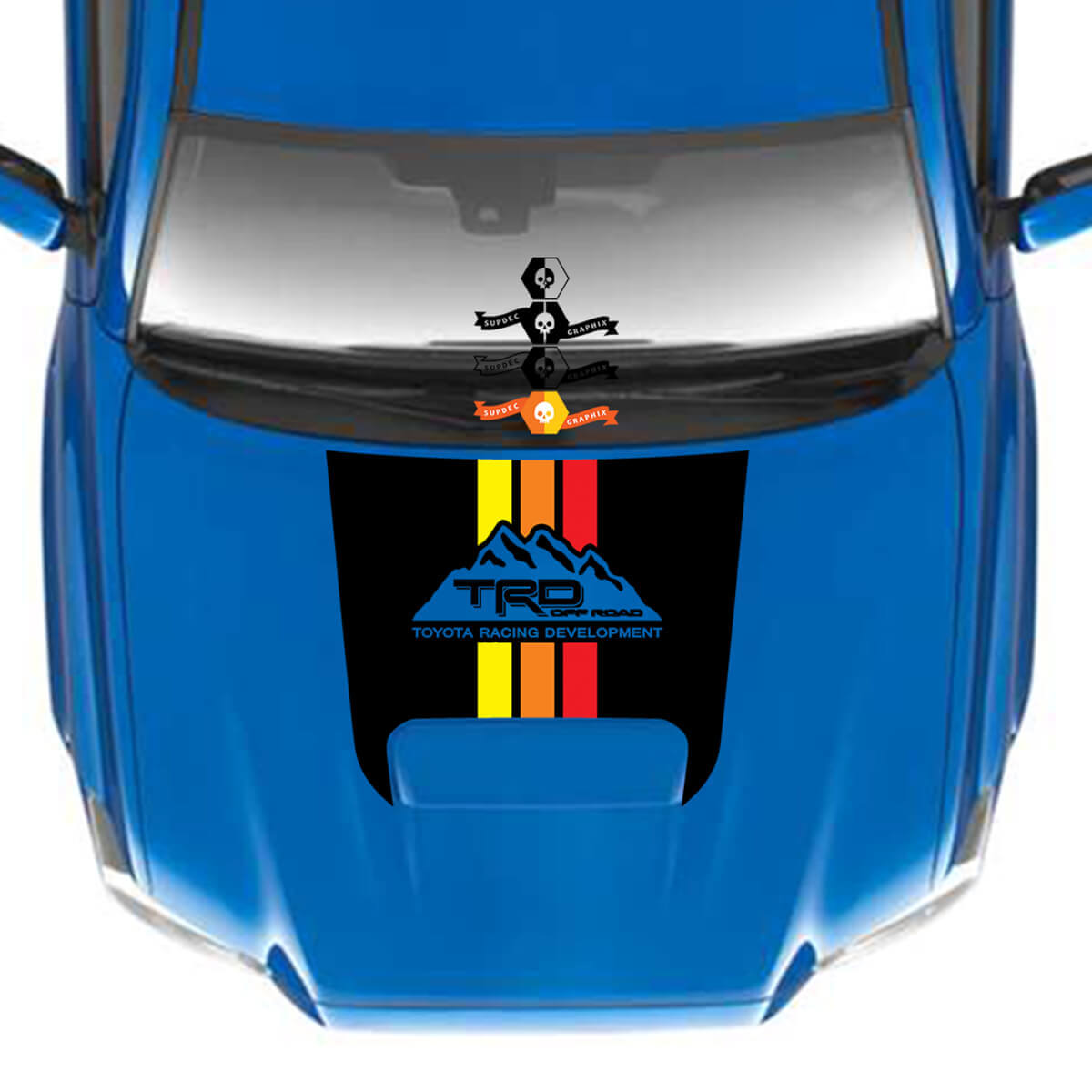 TRD Mountain Retro Style Stripes Hood Scoop Vinyl Decal for Toyota Tacoma 2016-2023