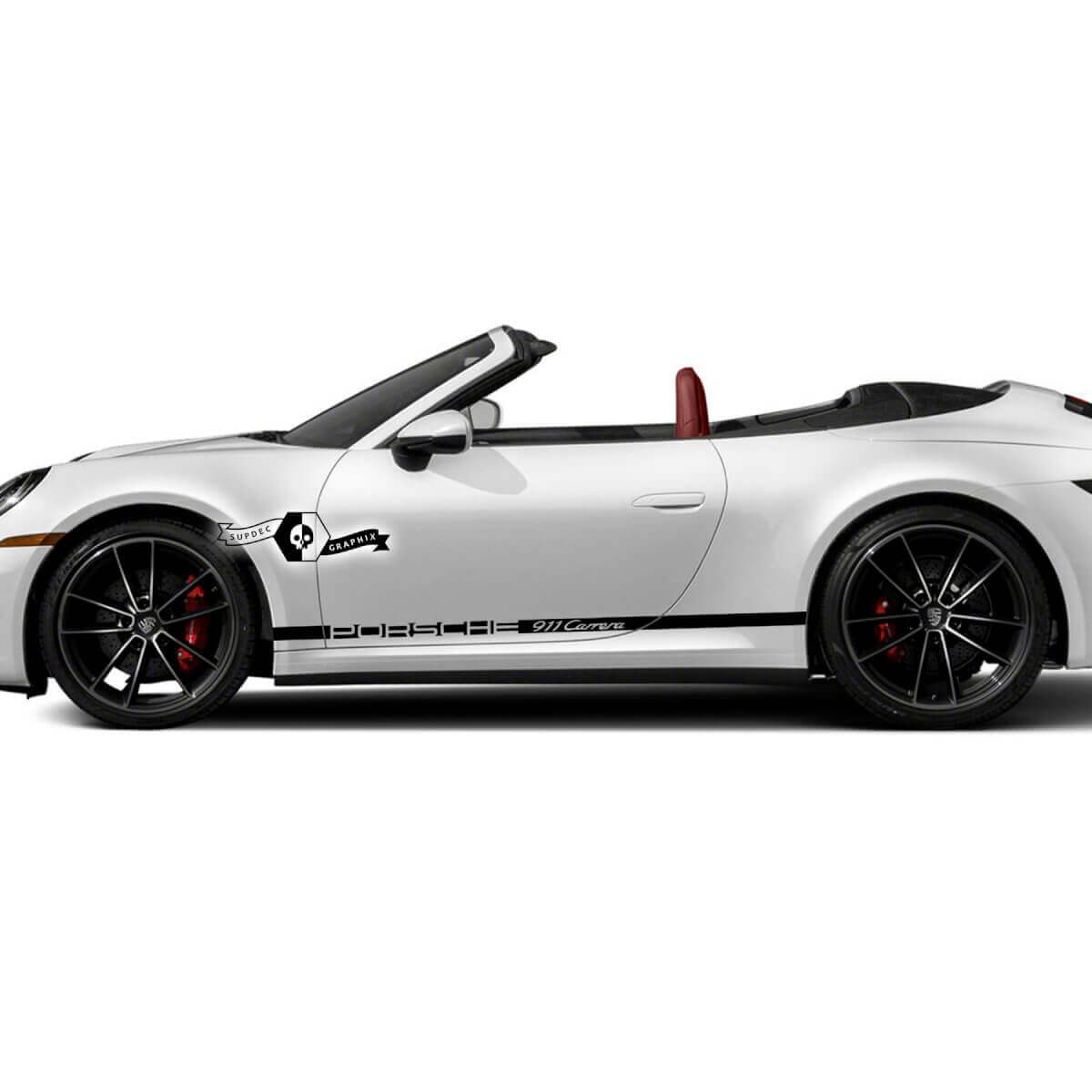 2 Porsche 911 Porsche Carrera Rocker Panel Side Stripes Doors Kit Decal Sticker 