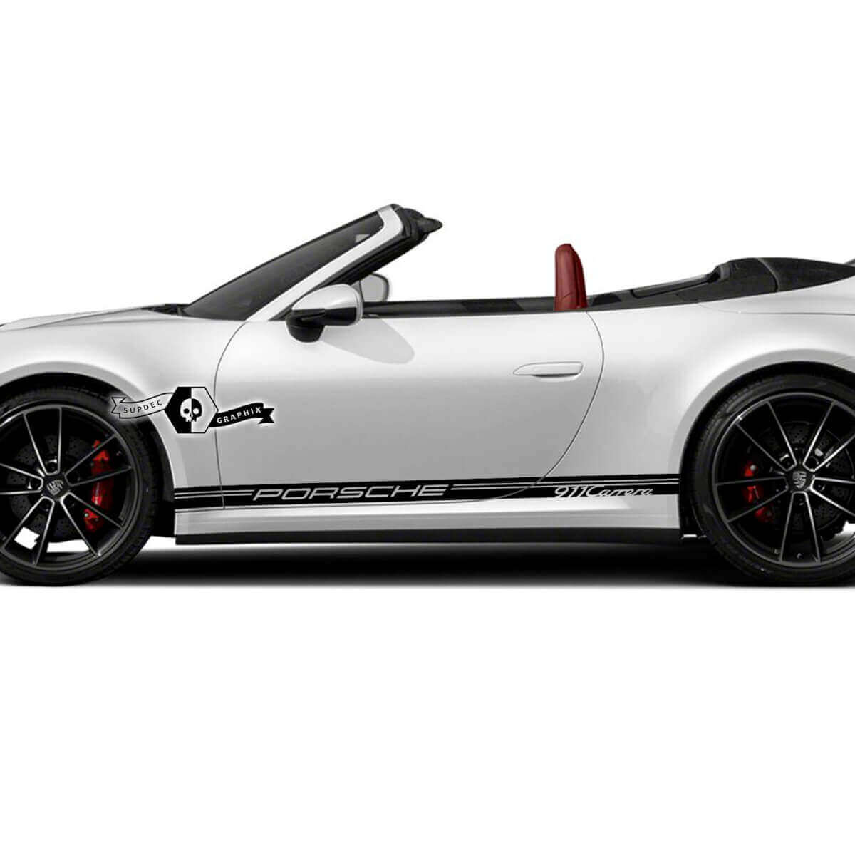 Porsche Lettering Side Stripes Vinyl Decal Kit for Porsche 911 Carrera