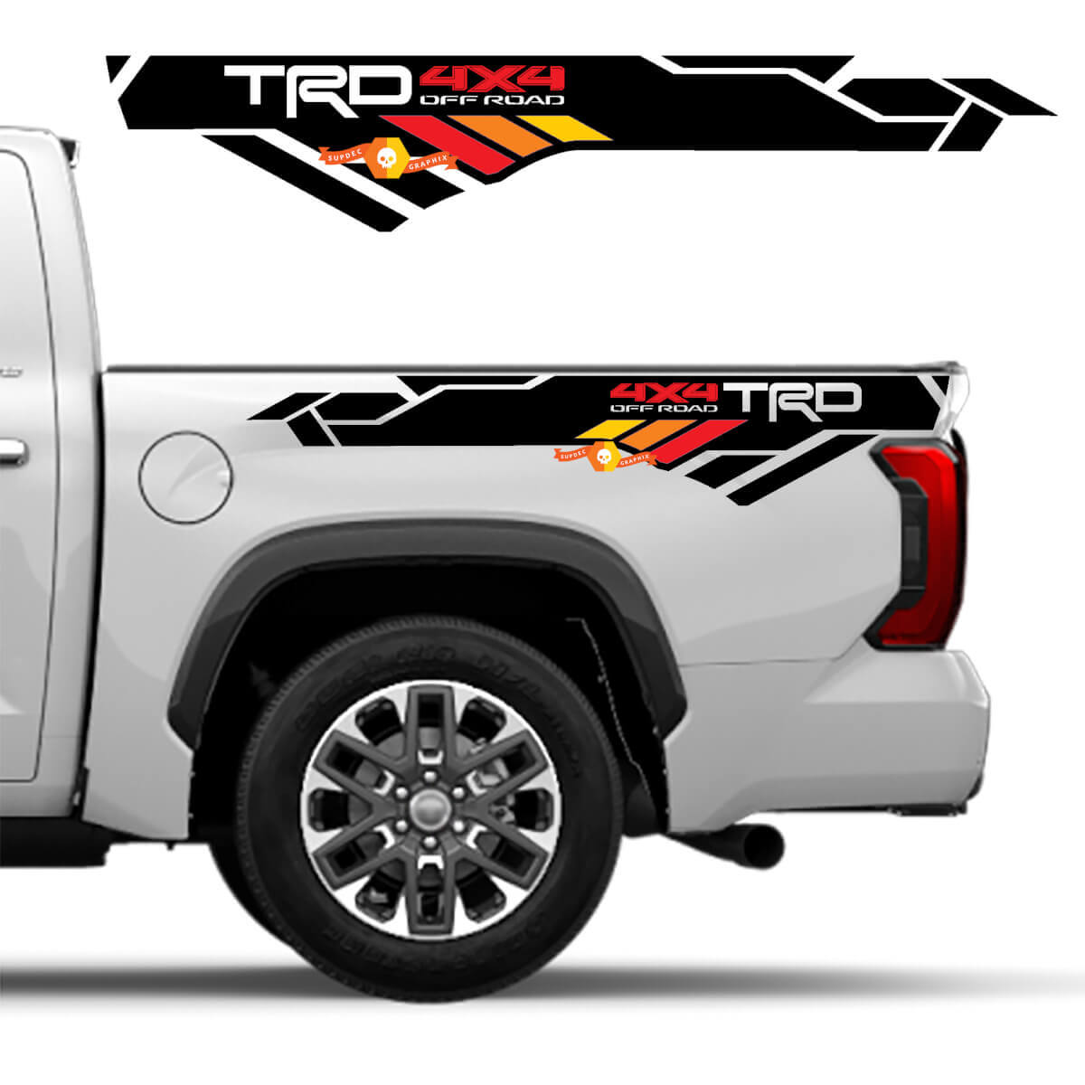 TRD 4x4 Off Road Vintage Style Bedside Vinyl Decals for Toyota Tundra 2022-2024