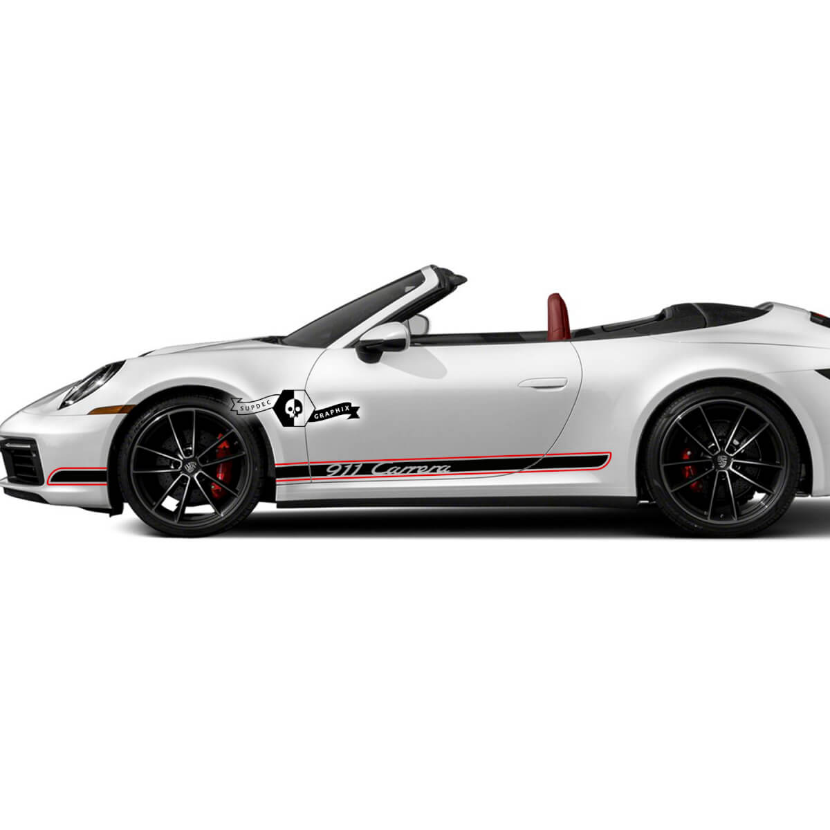 2 Porsche Sport Cup Edition Racing Side Stripes Carrera Roof Stripes Doors  Kit Decal Sticker