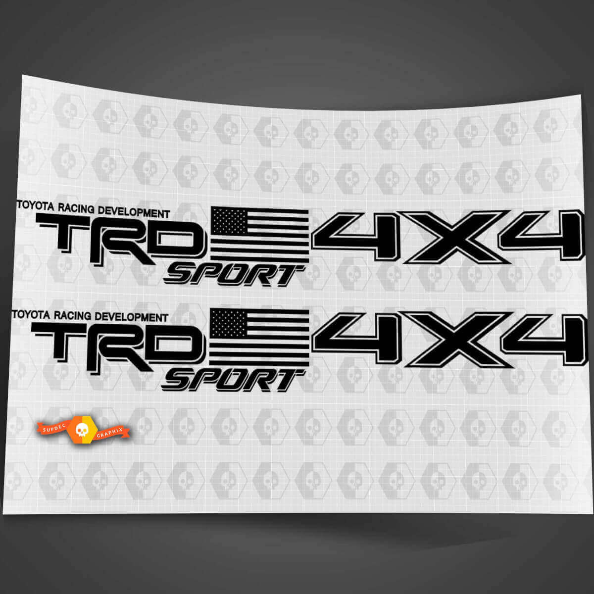 TRD Sport USA Flag 4x4 Side Vinyl Decals Pair for Toyota Tacoma