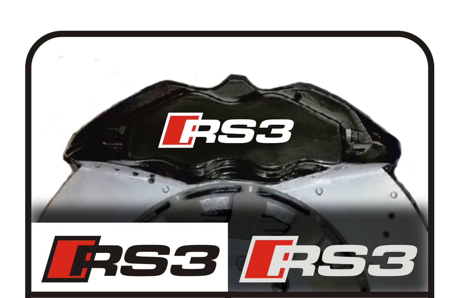 2 x RS3 Stickers Remklauw Audi A3 S3 RS TT S-Line Decal