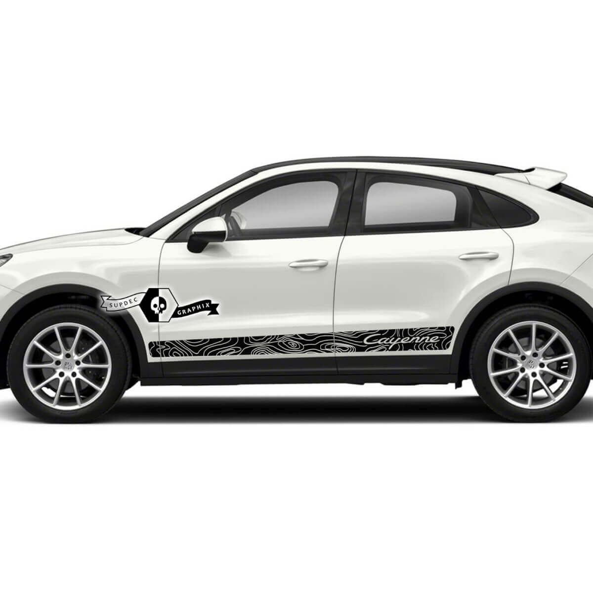 Porsche Cayenne S GTS Turbo Turbo Side Stripes Doors Rocker Panel Decals Contour Map Stickers 2003 -- 2023 present